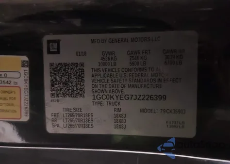 2018 Chevrolet Silverado 3500Hd Wt z USA, uszkodzony, nr VIN 1GC0KYEG7JZ226399